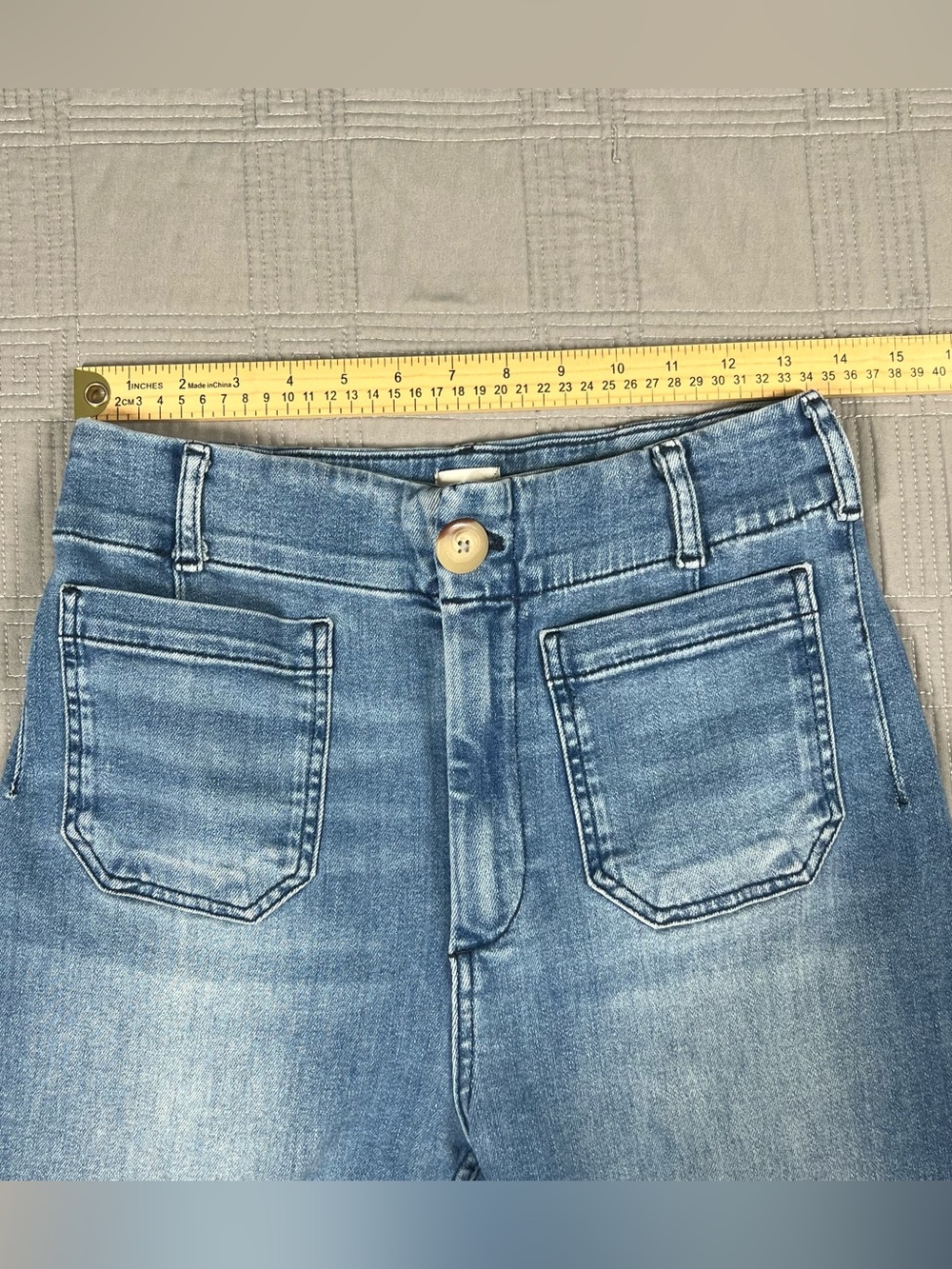 Anthropologie Maeve The Colette Cropped Wide-Leg Jeans Blue Denim Size 27 - Picture 8 of 13